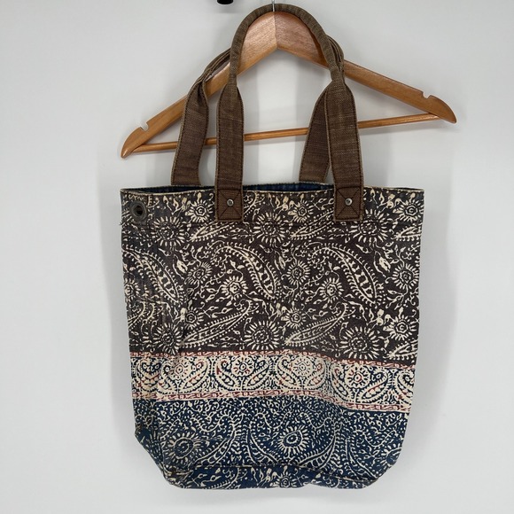 Abercrombie Fitch Y2K Tote Bag Womens Boho Canvas Casual Rustic Carry All Open - Picture 2 of 16